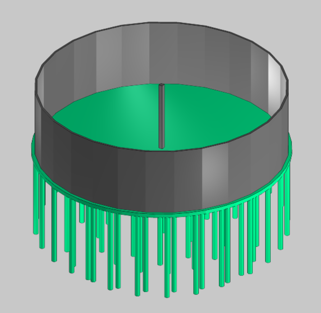 Modelagem 3D do radier e estacas de fundação do biodigestor da usina UTB Franca
